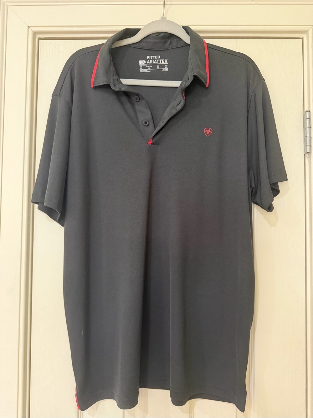 Ariat Charcoal Polo with Red Accents - Men's Performance Shirt
